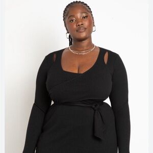 Eloquii Layered Detail Ribbed Maxi in Black. NWT